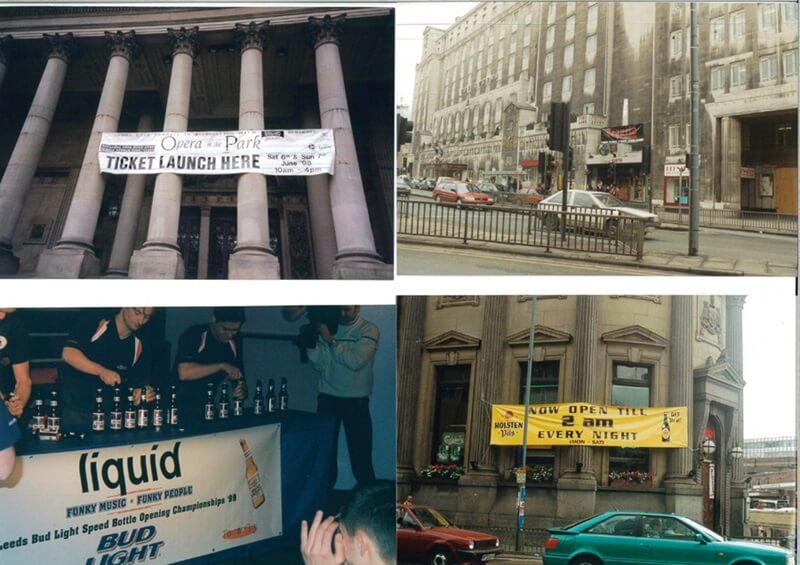 A collage of FASTSIGNS banners from the 1990s.